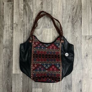 The Sak Indeo tribal bohemian indie patterned leather shoulder hobo bag